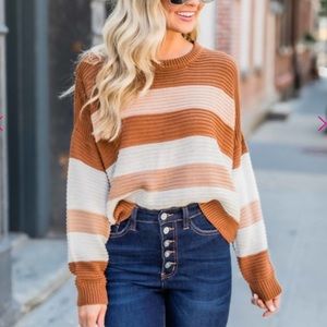 NWOT PinkLily ‘You Know I Adore U’ Striped Sweater